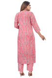 Light Pink PC Cotton Embroidered Straight Kurta & Pant With Dupatta