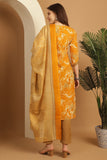 Mustard  Cotton Blend Embroidered Straight Kurta & Pant With Dupatta