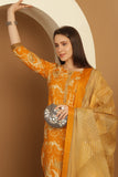 Mustard  Cotton Blend Embroidered Straight Kurta & Pant With Dupatta