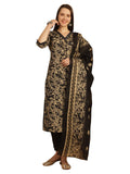 Black & Beige Women Cotton Blend Floral Printed Kurta & Pant With Dupatta