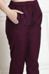 Wine Poly Silk Embroidered Straight Kurta & Pant With Dupatta
