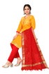 Yellow Chanderi Silk Embroidered Straight Kurta & Pant With Dupatta