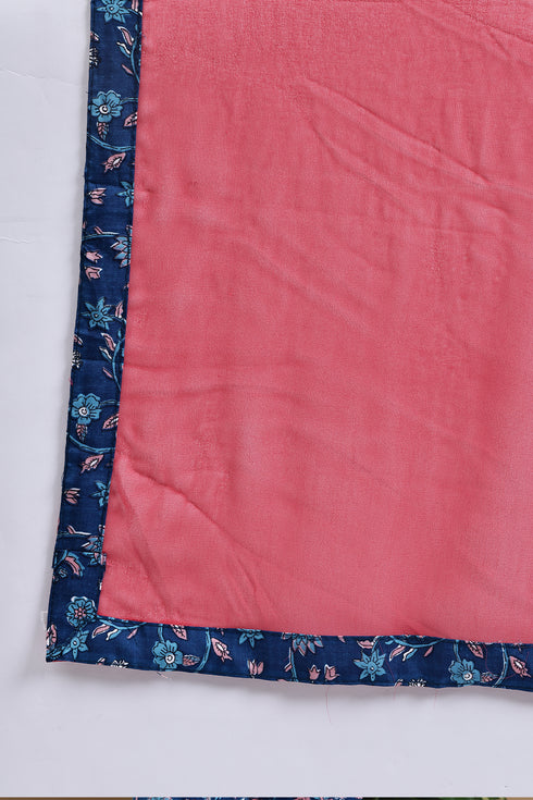Blue Cotton Floral Printed Kurta & Pant With Dupatta