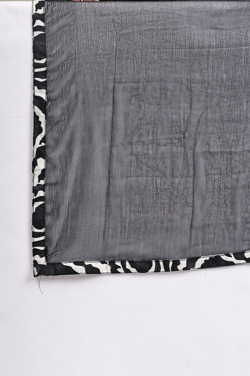 Black & White Cotton Abstract Printed Kurta & Pant With Dupatta