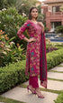 Magenta Cotton Jaipuri Printed Kurta & Pant With Dupatta