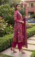 Magenta Cotton Jaipuri Printed Kurta & Pant With Dupatta