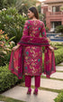 Magenta Cotton Jaipuri Printed Kurta & Pant With Dupatta