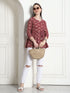 Maroon & Beige Rayon Foil Printed Short Top