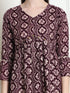 Wine & Beige Rayon Foil Printed Short Top