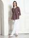 Wine & Beige Rayon Foil Printed Short Top
