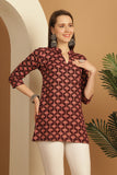 Wine Cotton Foil Printed Tunic