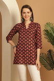 Wine Cotton Foil Printed Tunic