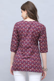 Wine Cotton Foil Printed Tunic