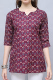 Wine Cotton Foil Printed Tunic