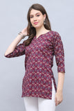 Wine Cotton Foil Printed Tunic