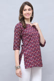 Wine Cotton Foil Printed Tunic