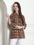 Brown Cotton Foil Printed Tunic