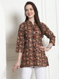 Brown Cotton Foil Printed Tunic