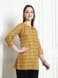 Mustard Cotton Foil Printed Tunic