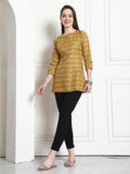 Mustard Cotton Foil Printed Tunic