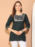 Bottle Green Poly Silk Printed Tunic