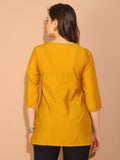 Mustard Yellow Poly Silk Printed Tunic