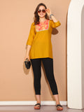 Mustard Yellow Poly Silk Printed Tunic