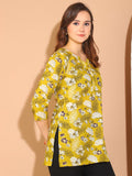 Mustard Yellow Pure Cotton Floral Printed Tunic