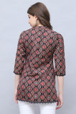 Black Cotton Blend Block Printed Tunic