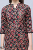 Black Cotton Blend Block Printed Tunic