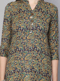 Blue & Turquoise Cotton Blend Floral Printed Tunic