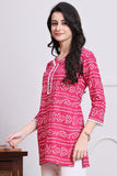 Pink Women's Cotton Bandhani Printed Tunic