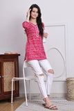 Pink Women's Cotton Bandhani Printed Tunic