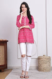 Pink Women's Cotton Bandhani Printed Tunic