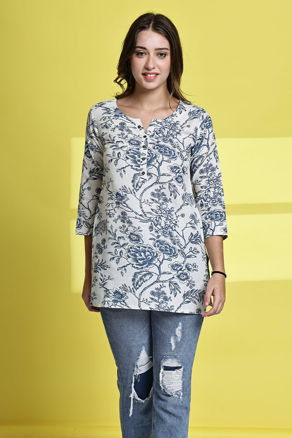 Floral Breeze Cotton Jaipuri Printed Tunic