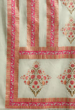Load image into Gallery viewer, Sage Green Pure Cambric Cotton Jaipuri Printed Kurta Set With Dupatta
