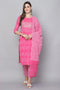 Pink And White  Pure Cambric Cotton  Embroidered Kurta Set With Dupatta