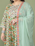 Pista Green Pure Cotton Embroidered Plus Size Kurta & Pant With Dupatta