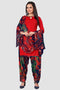 Red Crepe Printed Unstitched Salwar Suit Material