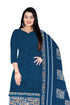 Blue Cotton Blend Printed Unstitched Salwar Suit Material