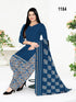 Blue Cotton Blend Printed Unstitched Salwar Suit Material