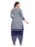 Grey Cotton Blend Printed Unstitched Salwar Suit Material