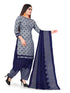 Grey Cotton Blend Printed Unstitched Salwar Suit Material