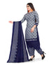 Grey Cotton Blend Printed Unstitched Salwar Suit Material