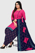 Magenta Cotton Blend Printed Unstitched Salwar Suit Material