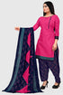 Magenta Cotton Blend Printed Unstitched Salwar Suit Material