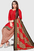 Red Cotton Blend Printed Unstitched Salwar Suit Material