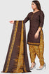 Brown Cotton Blend Printed Unstitched Salwar Suit Material