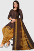 Brown Cotton Blend Printed Unstitched Salwar Suit Material