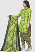 Green Cotton Blend Printed Unstitched Salwar Suit Material